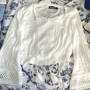 White Long Sleeve Detailed Blouse XS